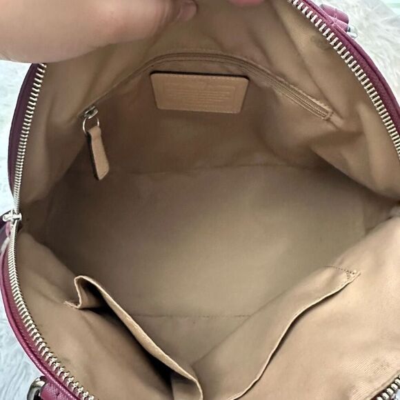 Coach Peyton Cora Magenta Leather Domed Satchel Crossbody Convertible Bag F25671 - Picture 5 of 12